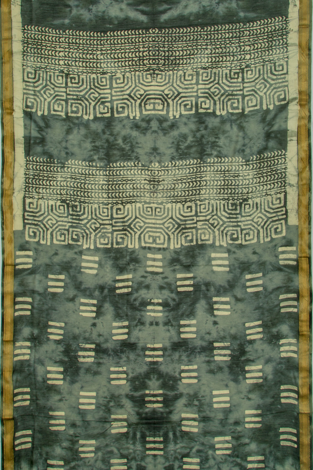 Chanderi Soft Silk Batik Printed Green Saree