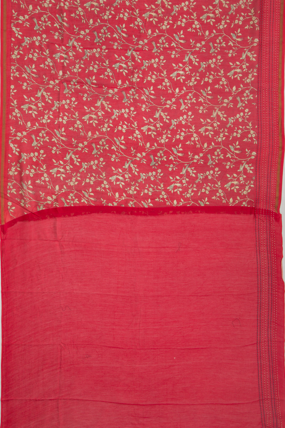 Chanderi Soft Silk Floral Printed Red Saree