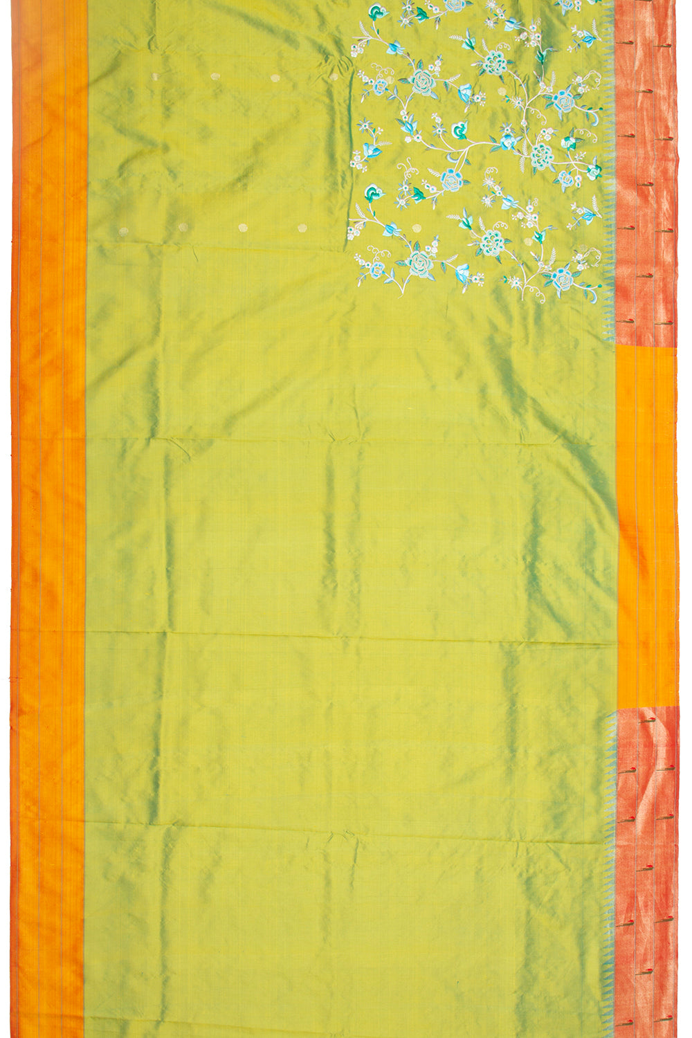 Parsi Gara Paithani Silk Butta Green Saree