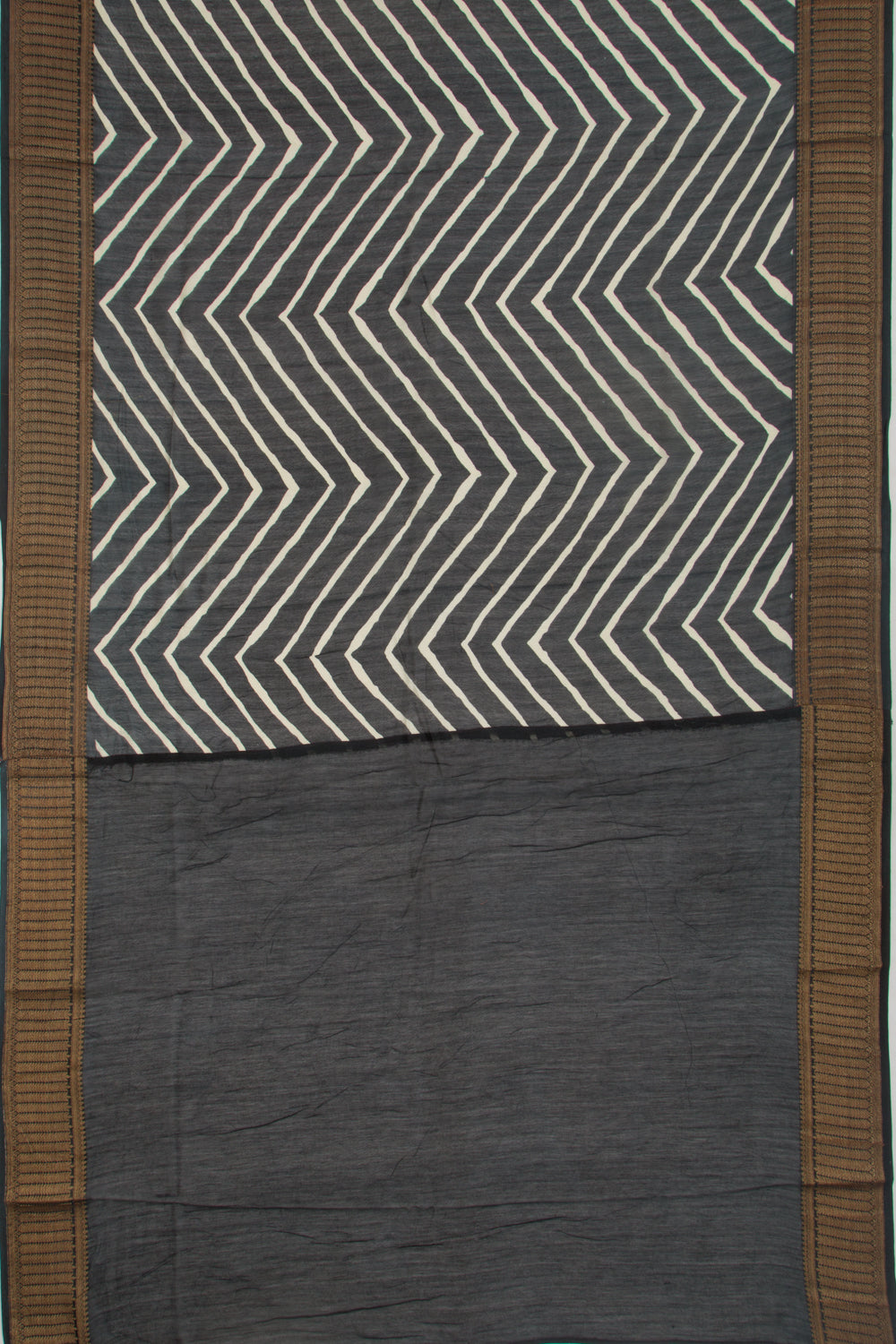 Chanderi Soft Silk Lines Black Saree
