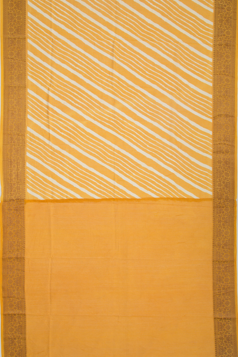 Chanderi Soft Silk Lines Mustard Yellow Saree