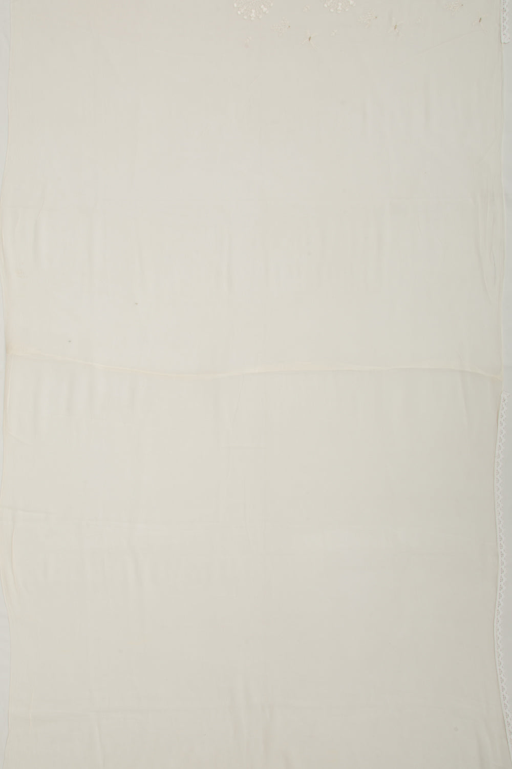Chiffon Floral Embroidery Off White Saree