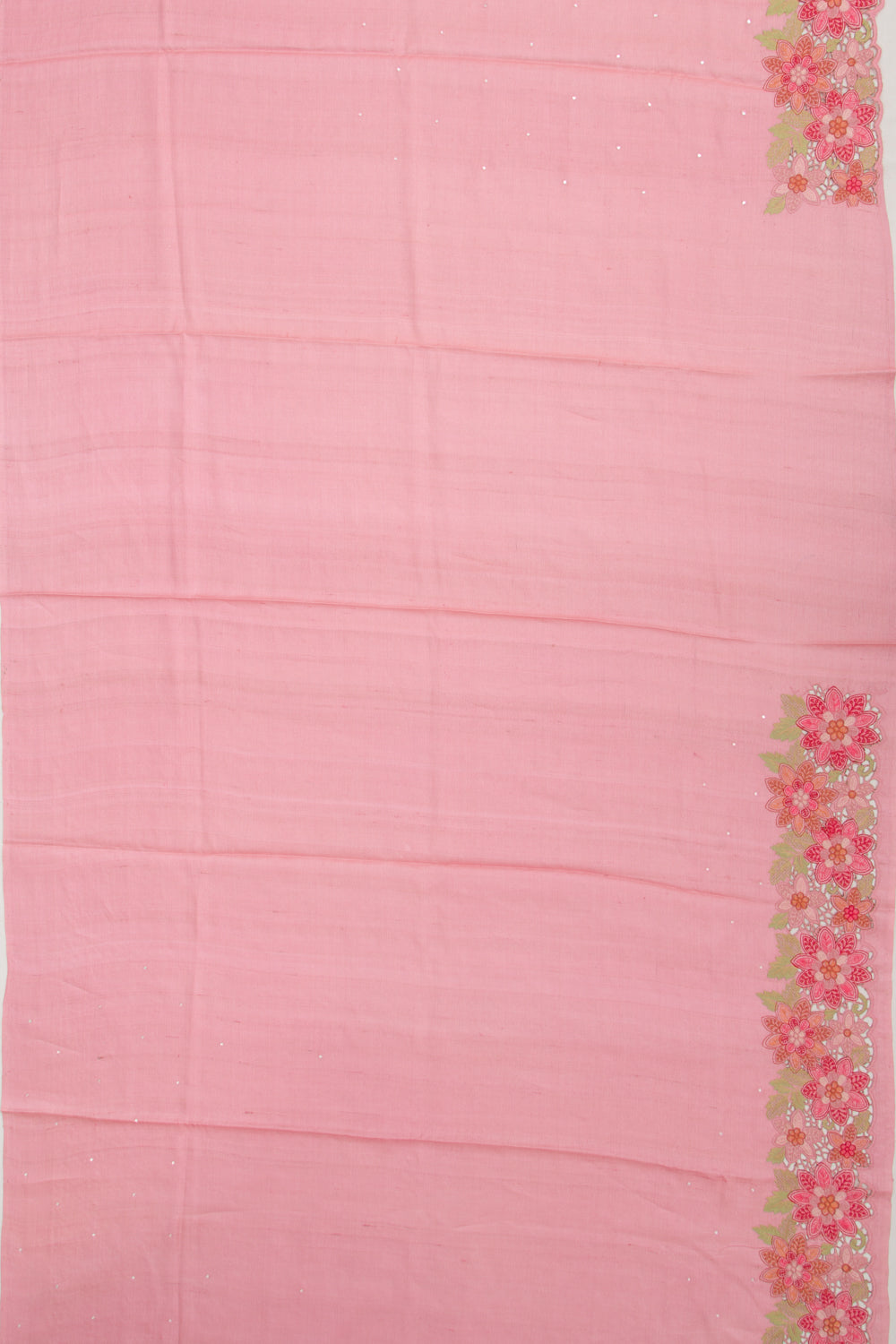 Tussar Butta Pink Saree With Scallop Border And Cutwork