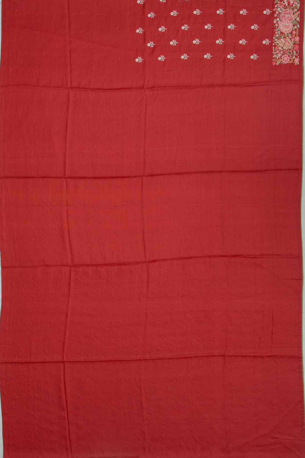 Tussar Embroidery Butta Red Saree