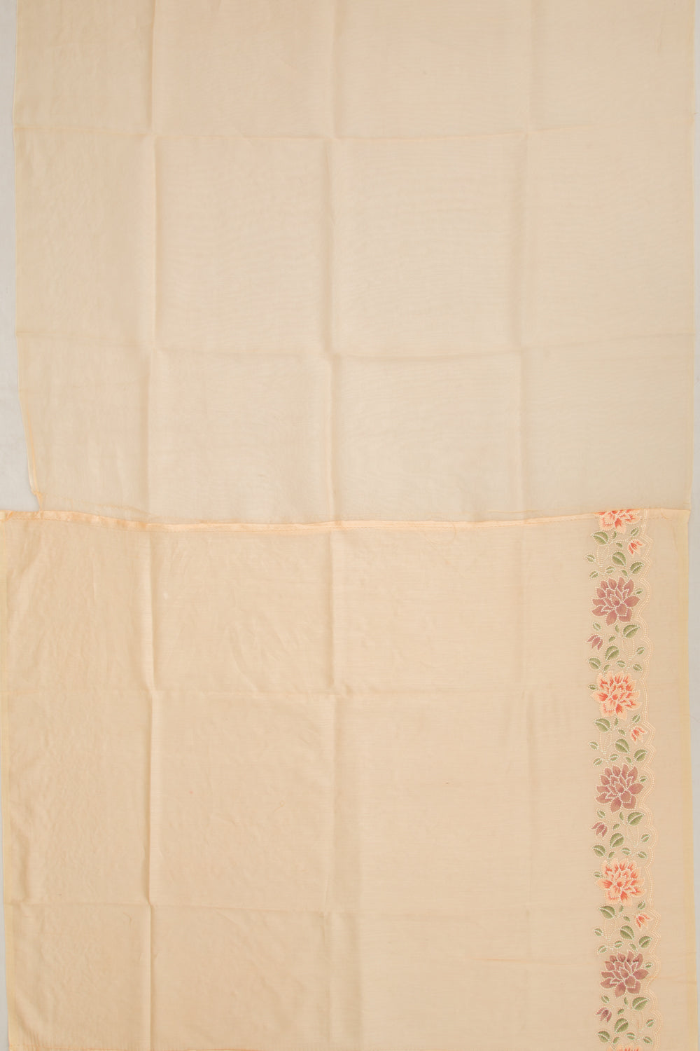 Organza Embroidery Butta Cream Saree