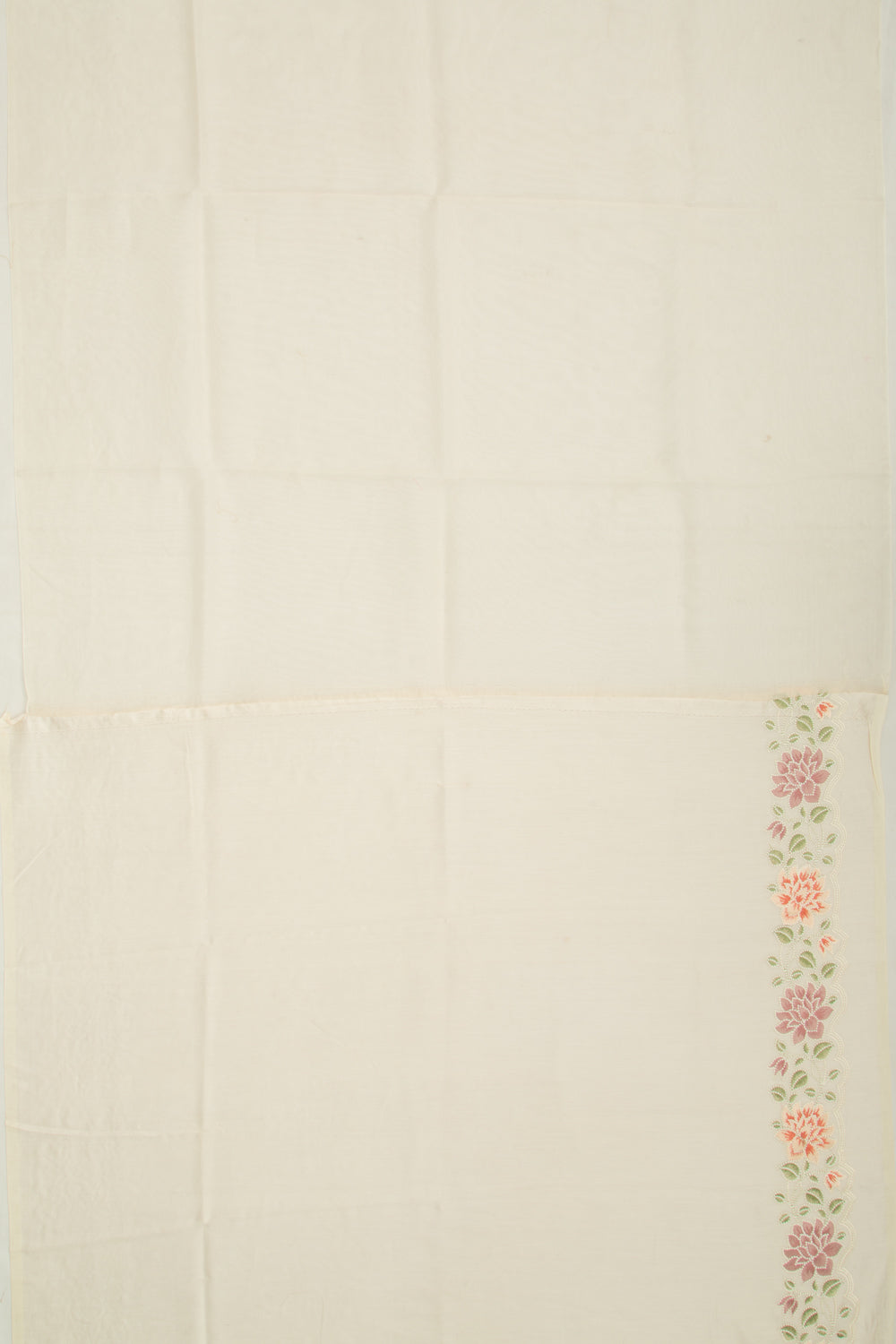 Organza Embroidery Butta Off-White Saree With Scallop Border
