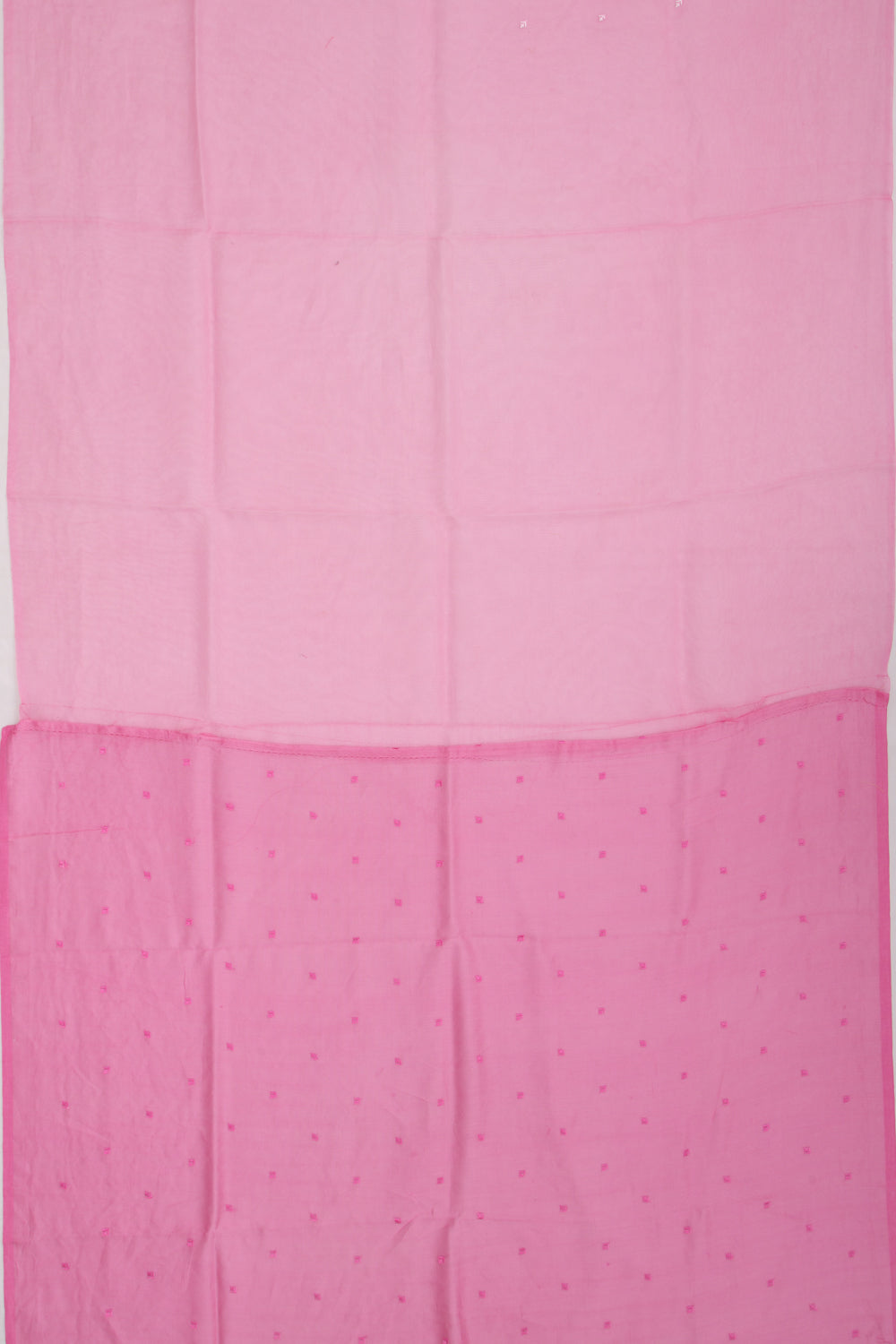 Organza Embroidery Butta Pink Saree With Scallop Border