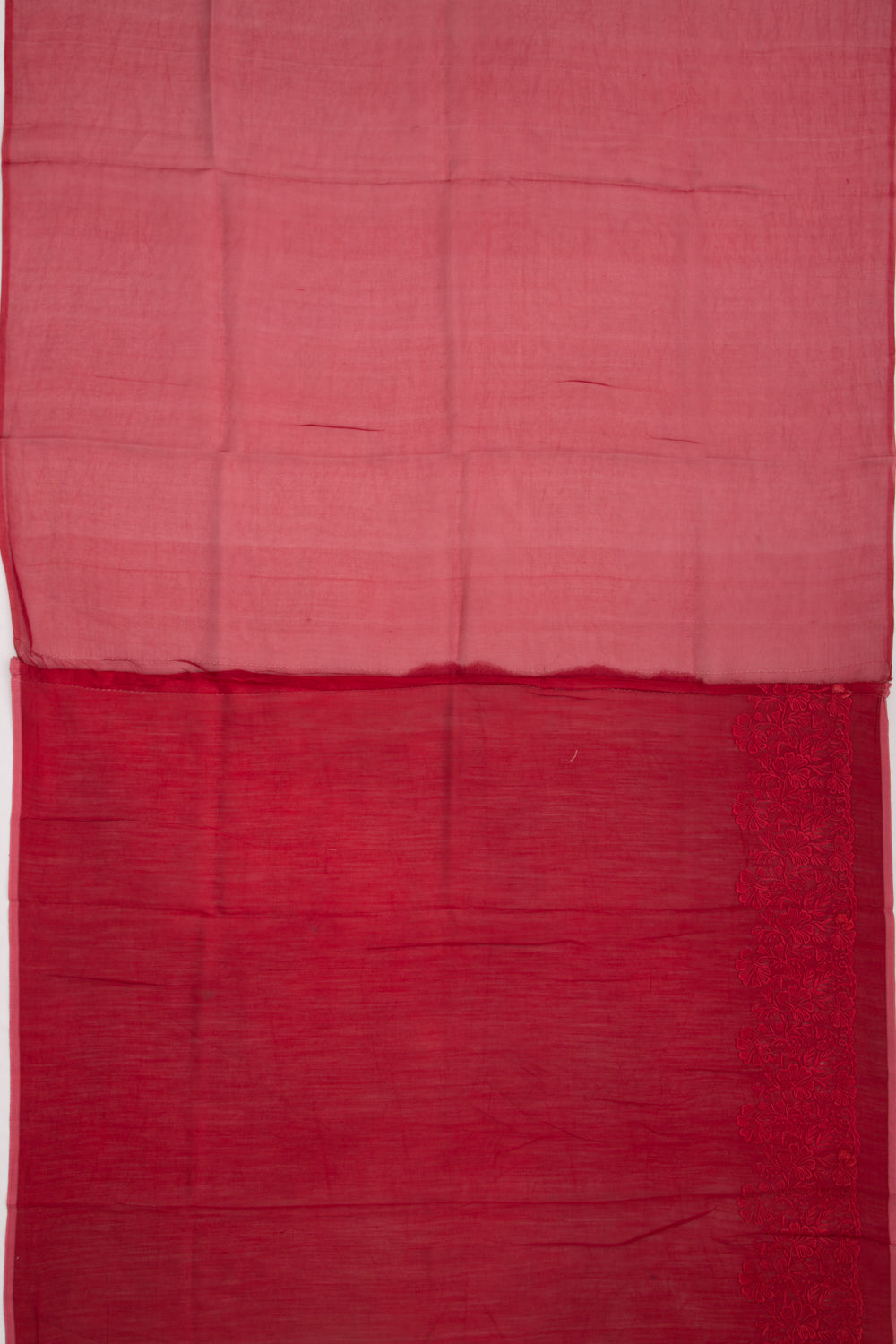 Organza Embroidery Butta Red Saree With Scallop Border