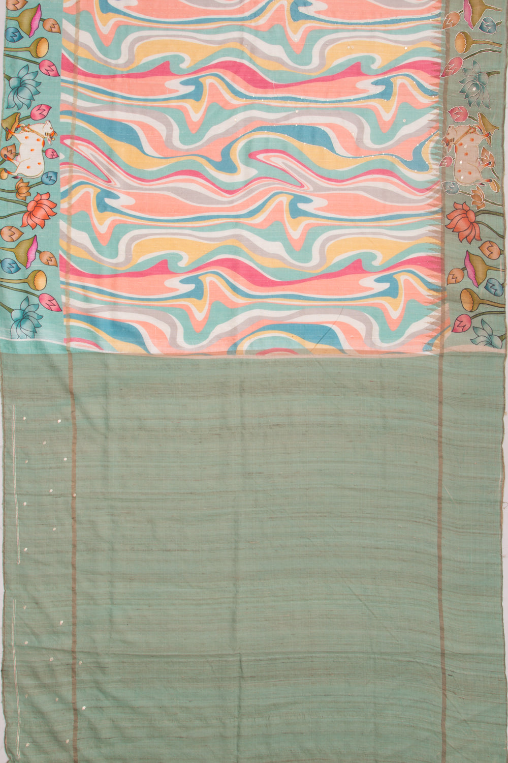 Tussar Embroidery And Butta Multicolour Saree