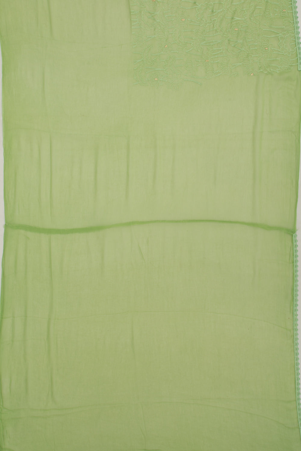 Chiffon Floral Embroidery Green Saree