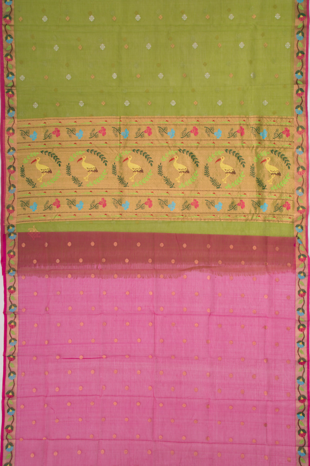 Kota Silk Butta Green Saree