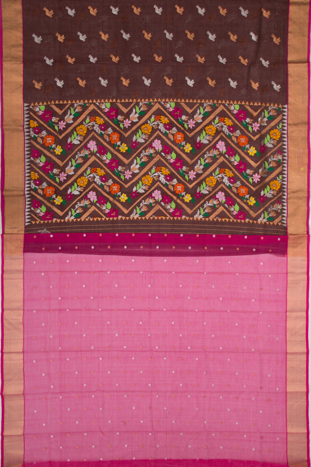 Kota Silk Butta Brown Saree