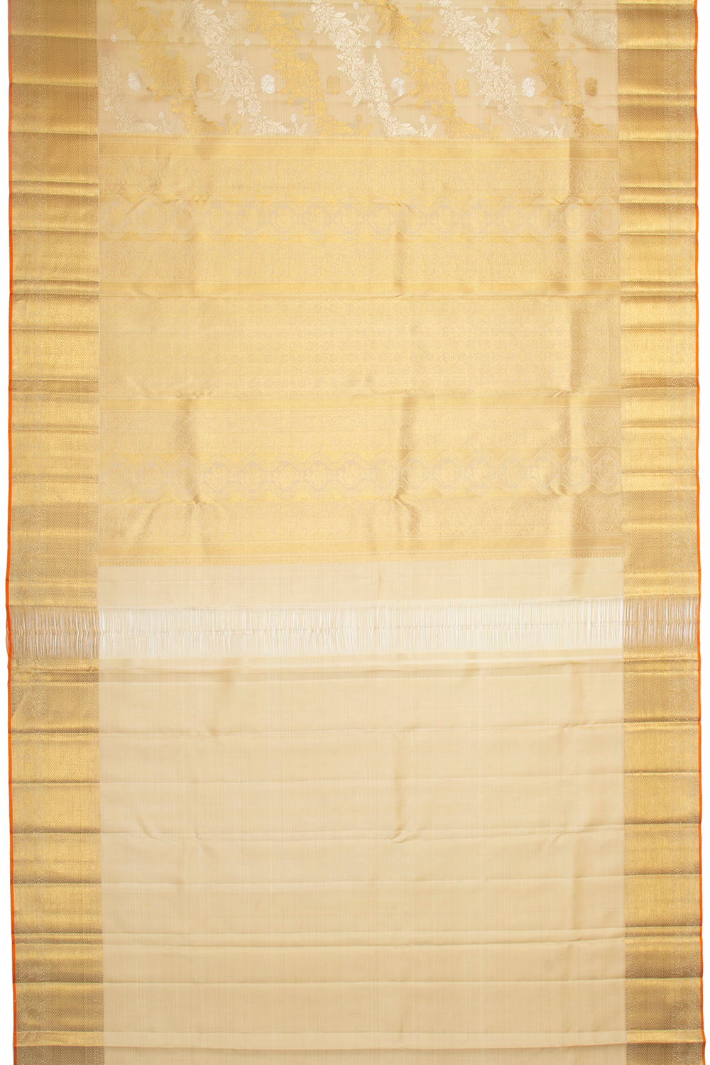 Kanchipuram Silk Jaal Cream Saree