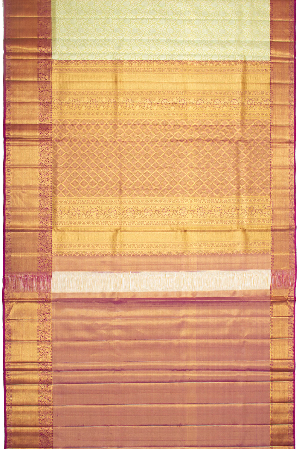 Kanchipuram Silk Tissue Jaal Pastel Green Saree