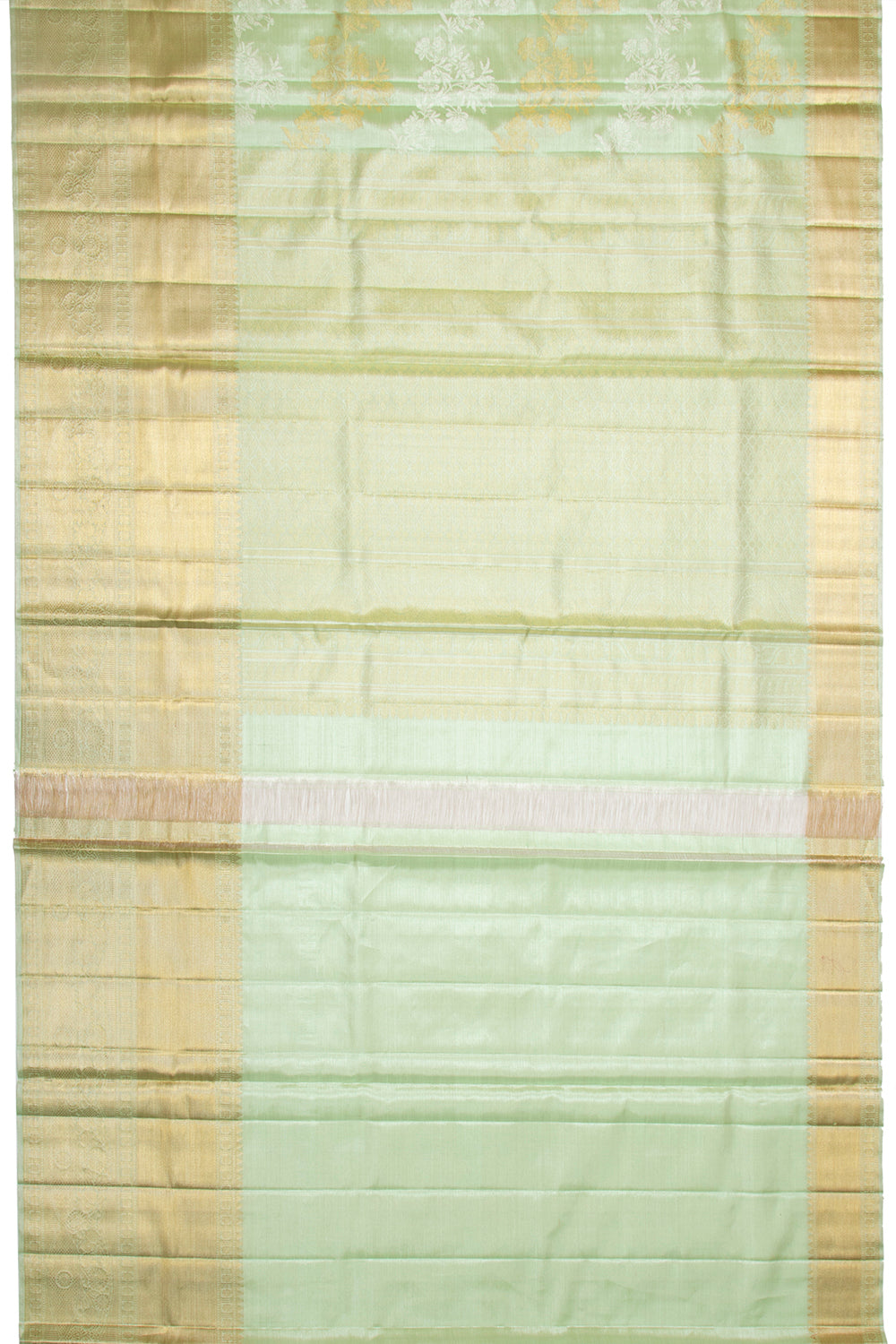 Kanchipuram Silk Tissue Jaal Pastel Green Saree