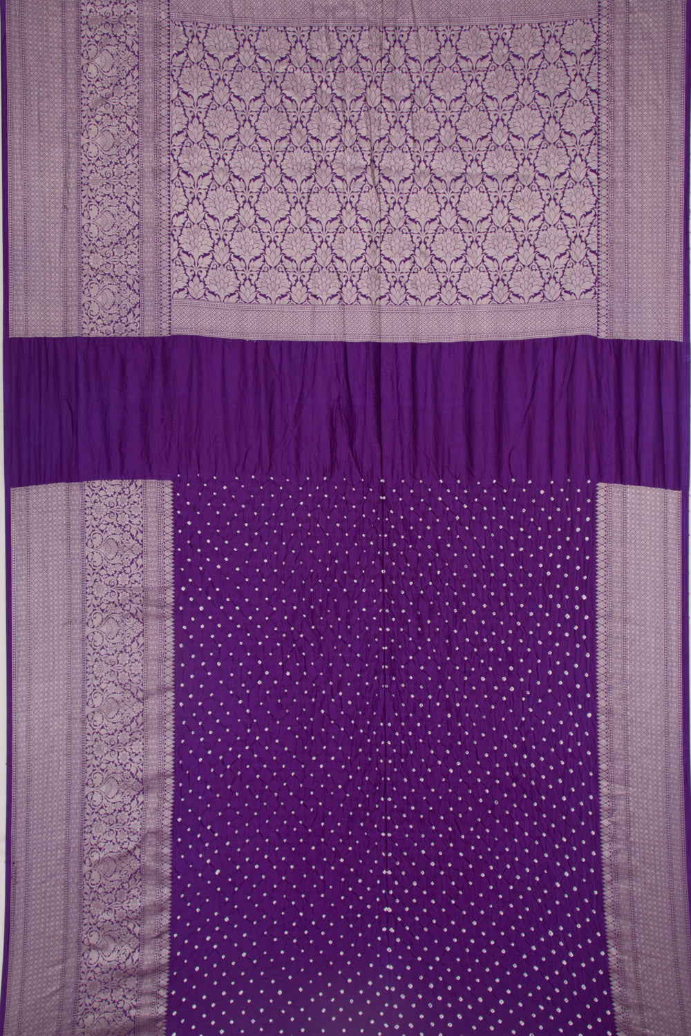 Chiniya Silk Bandhani Violet Saree