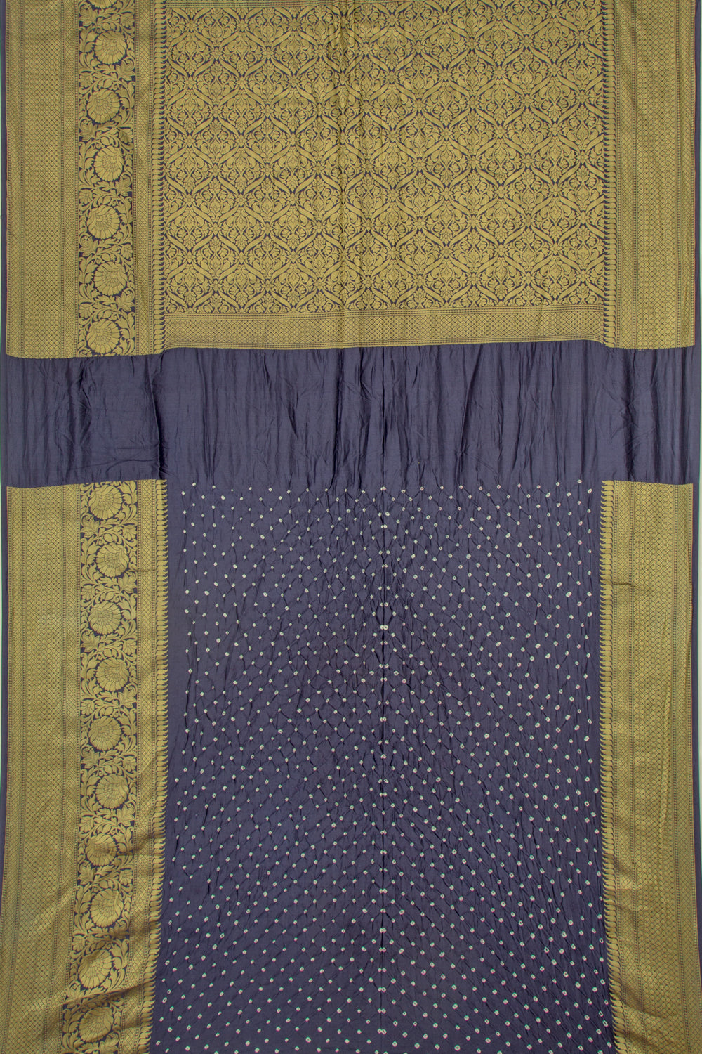 Chiniya Silk Bandhani Teal Blue Saree