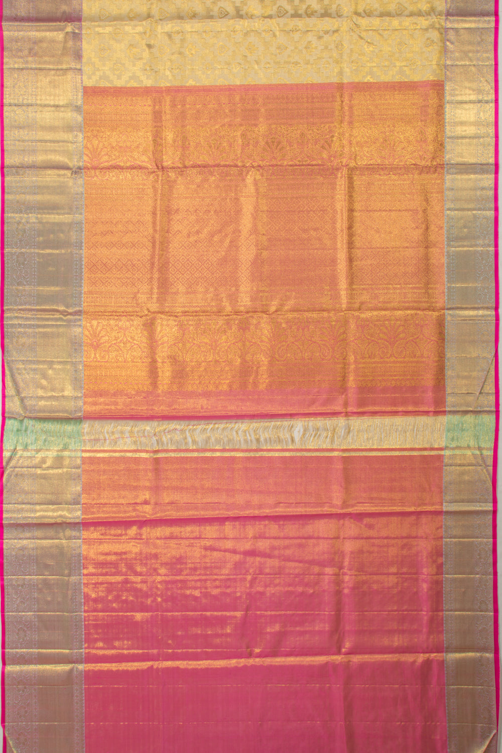 Taranga Kanchi Silk Tissue Brocade Cream Saree