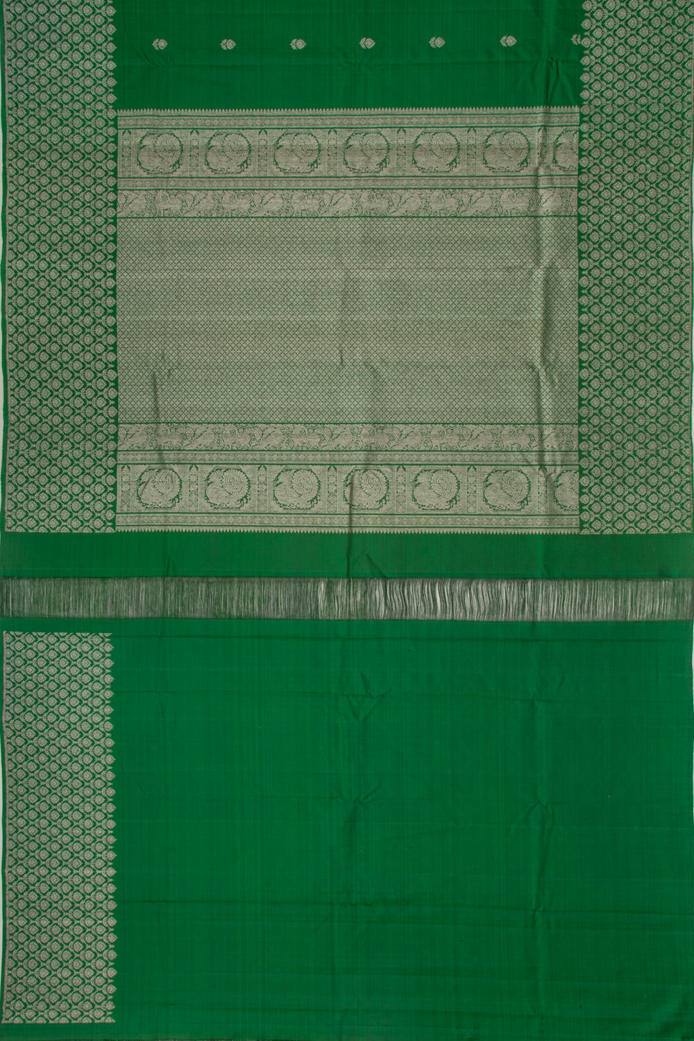 Taranga Kanchi Silk Butta Dark Green Saree