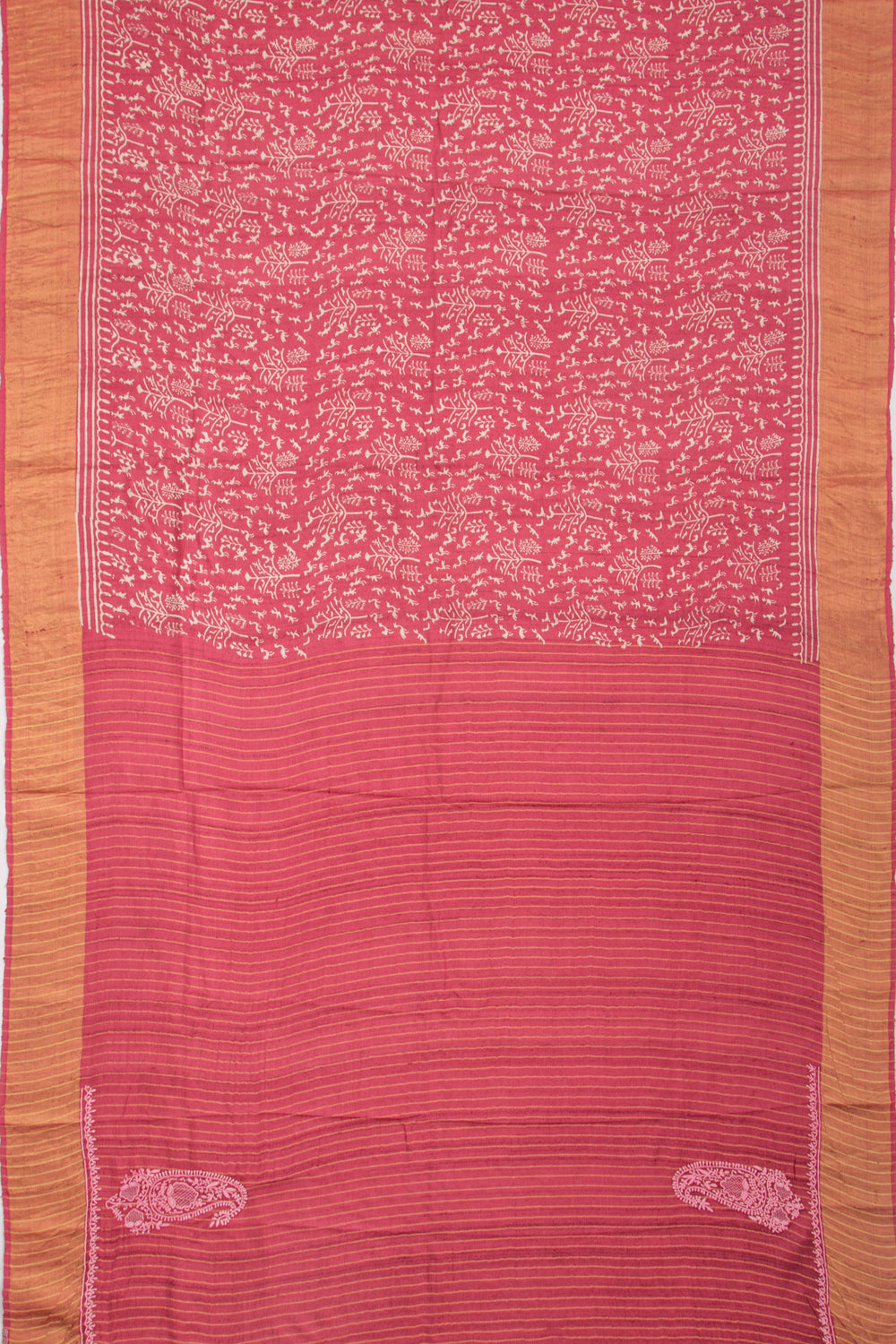 Bhagalpuri Tussar Floral Printed Purple Saree