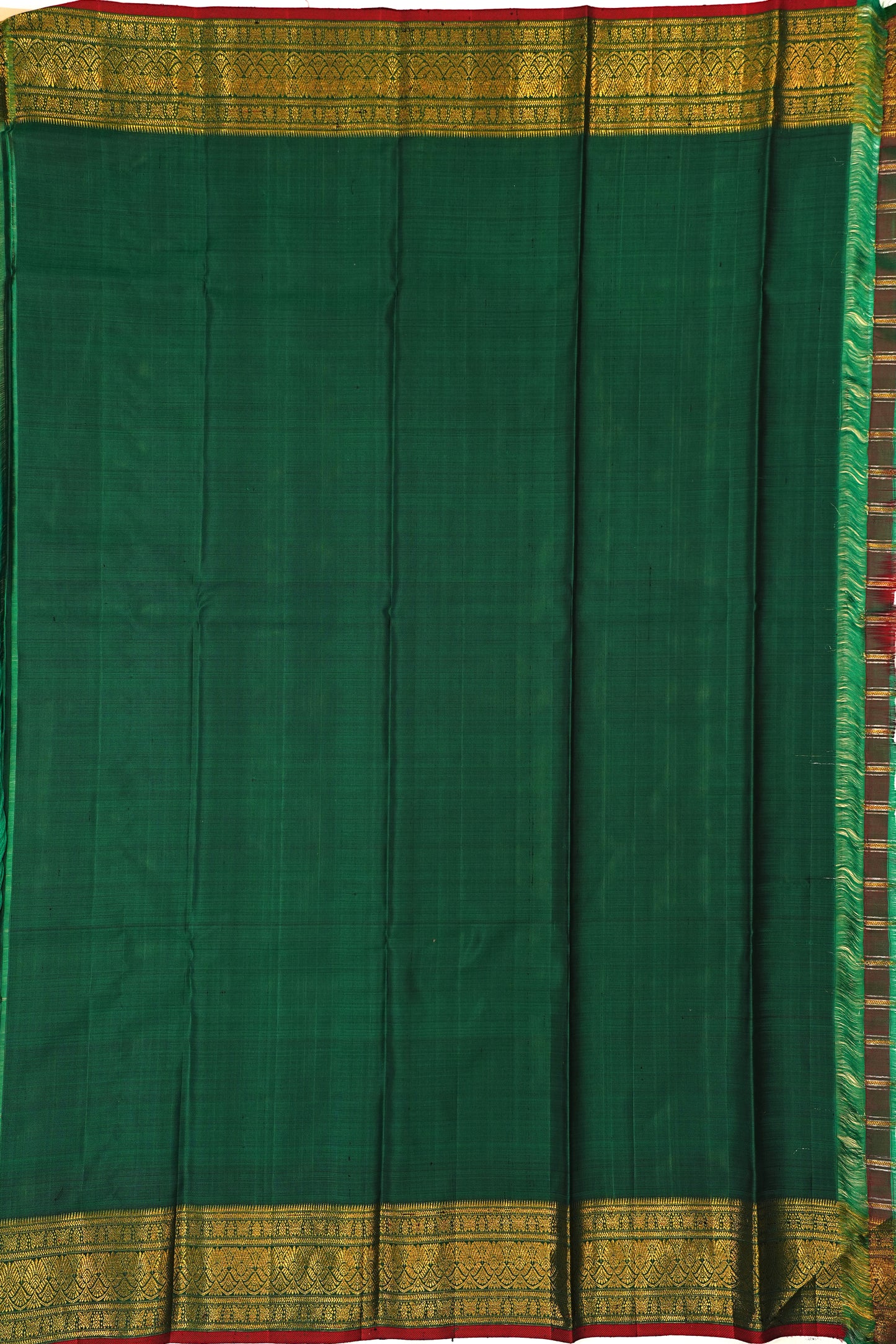 Kanchipuram Silk Checks And Butta Green Saree