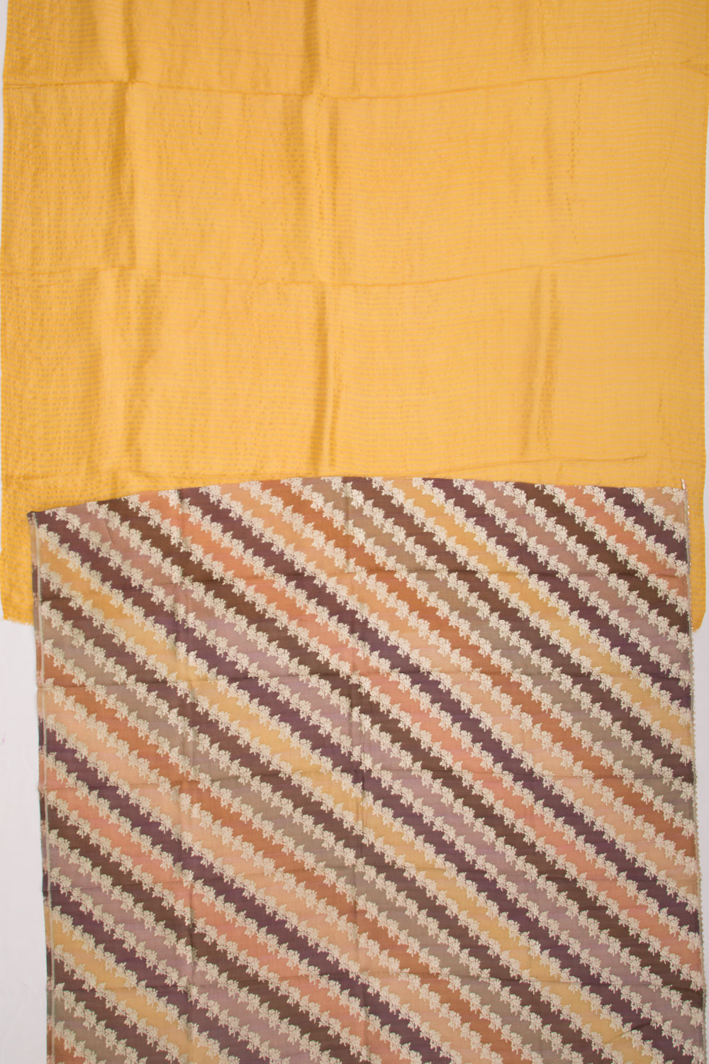 Soft Tussar Vertical Lines Mustard Yellow Saree