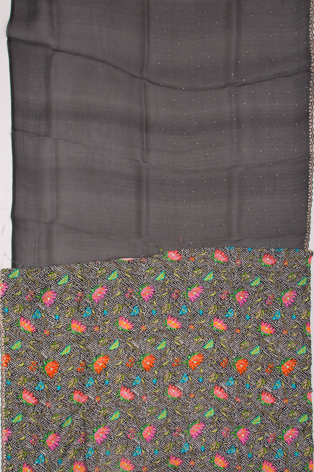 Organza Butta Black Saree With Mukesh Work