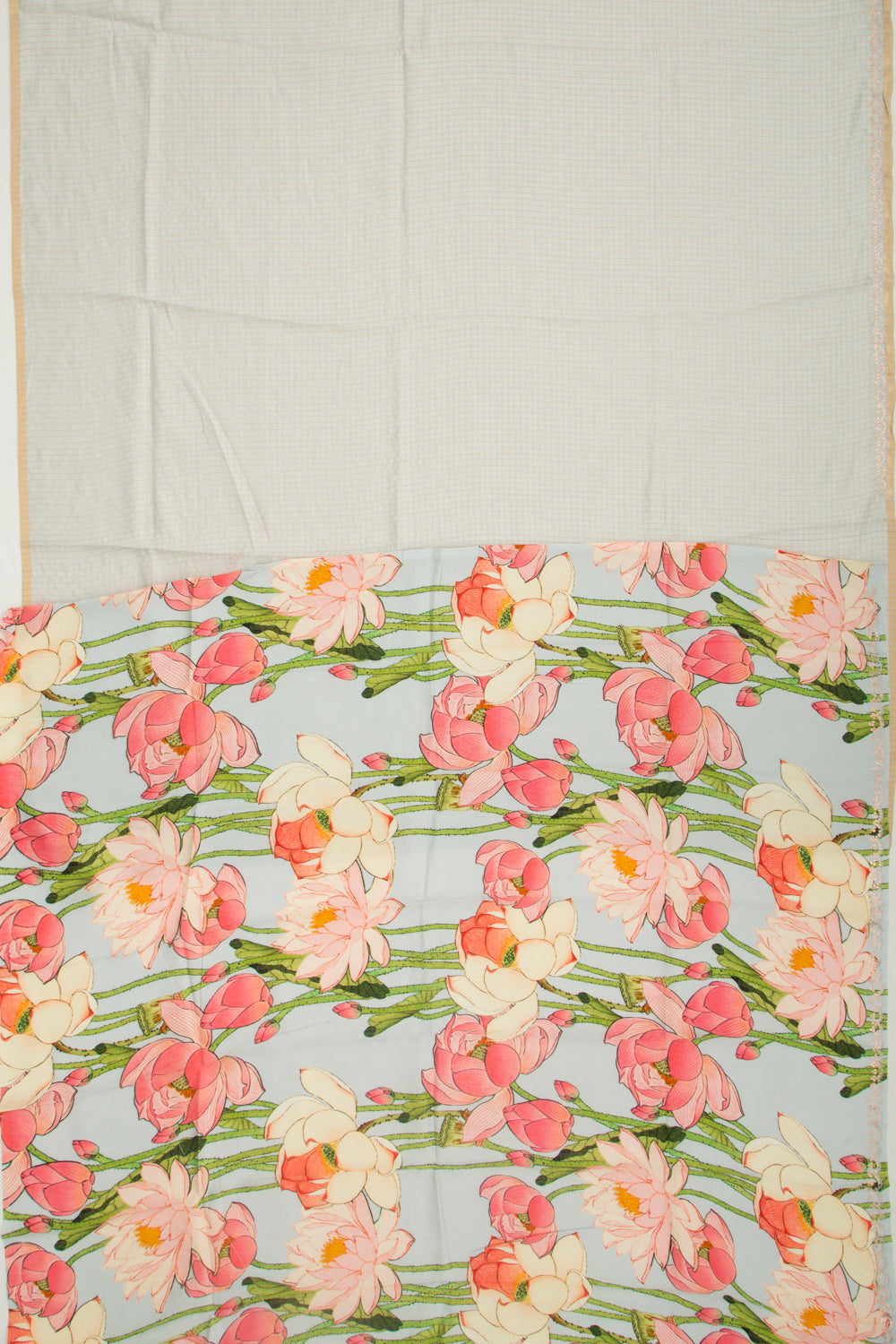 Chanderi Silk Checks Grey Saree