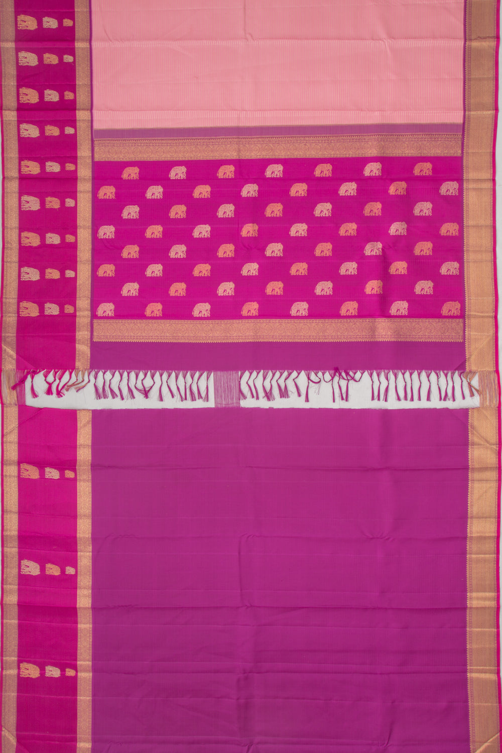 Kanchipuram Silk Horizontal Lines Baby Pink Saree