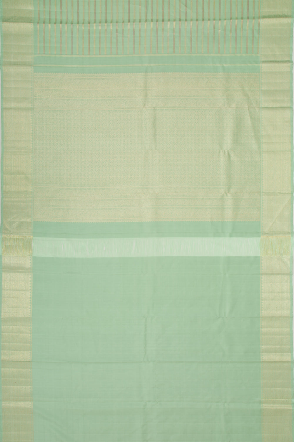 Kanchipuram Silk Horizontal Lines Pastel Green Saree
