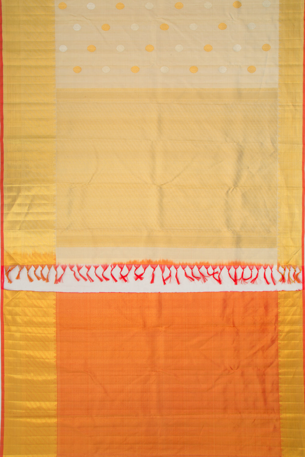 Kanchipuram Silk Tissue Butta Cream Saree
