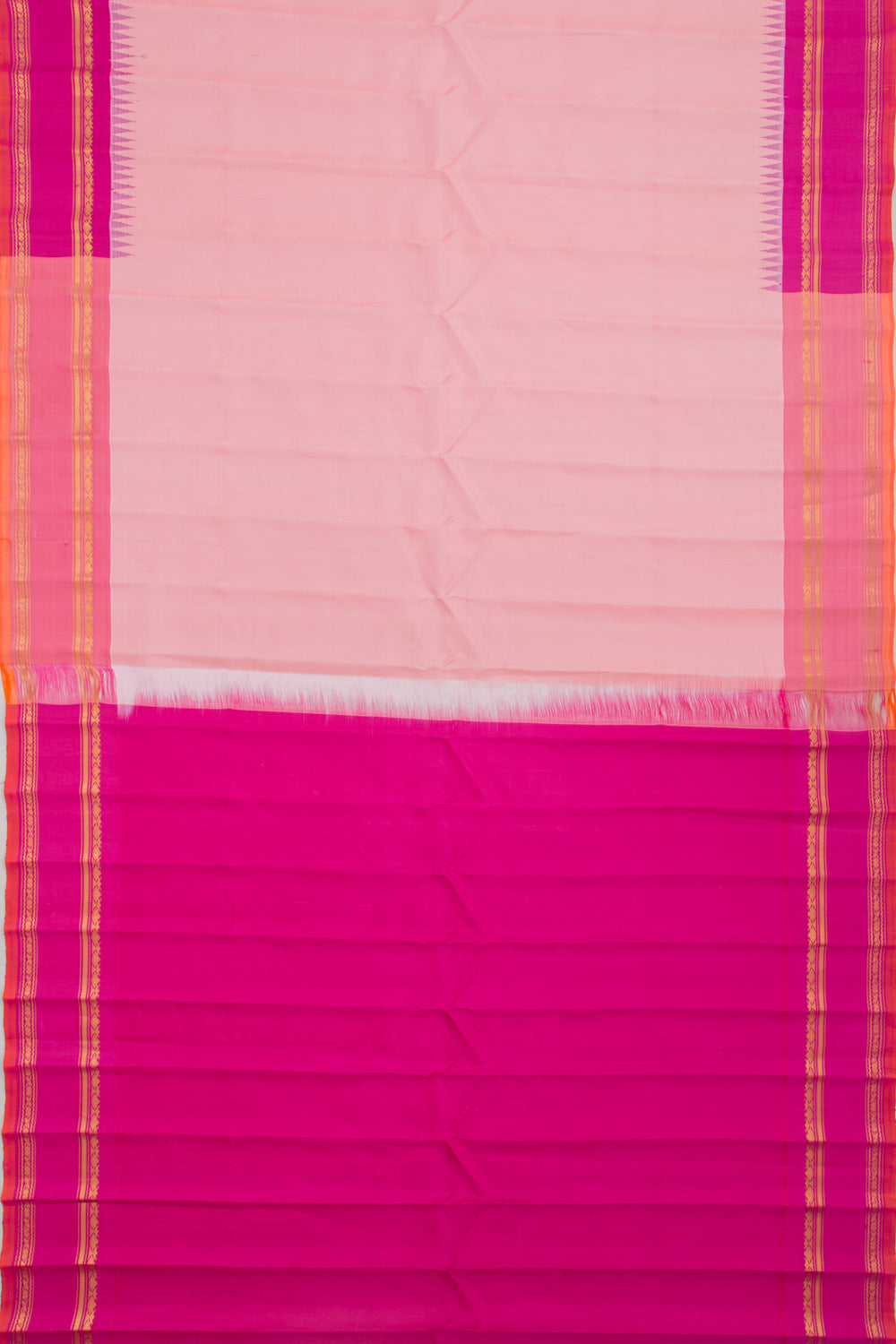 Gadwal Silk Butta Baby Pink Saree