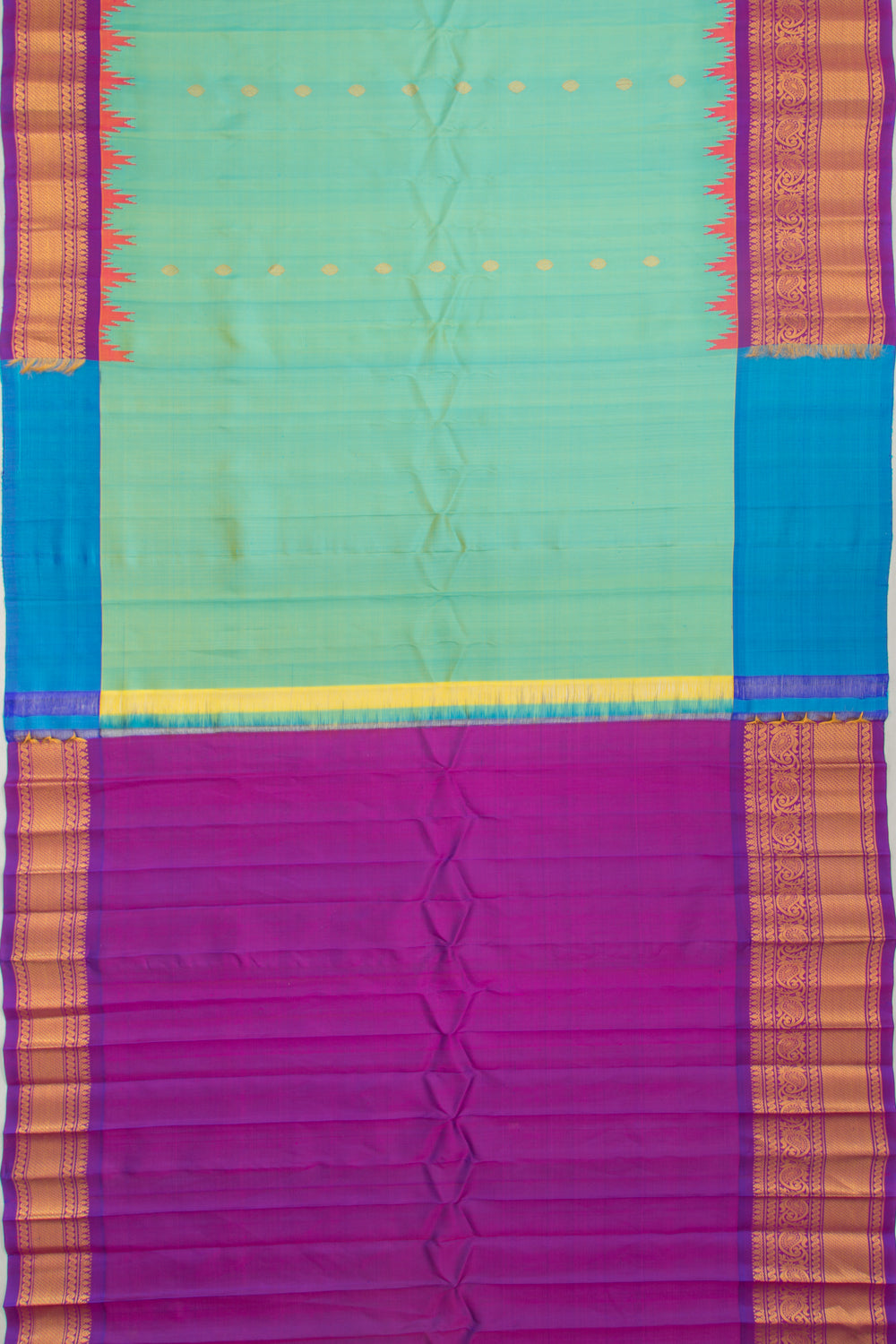 Gadwal Silk Butta Sea Green Saree