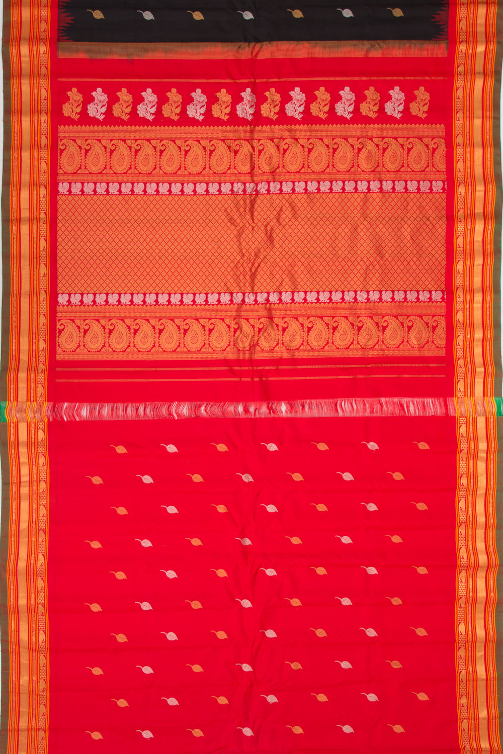 Gadwal Silk Butta Black Saree