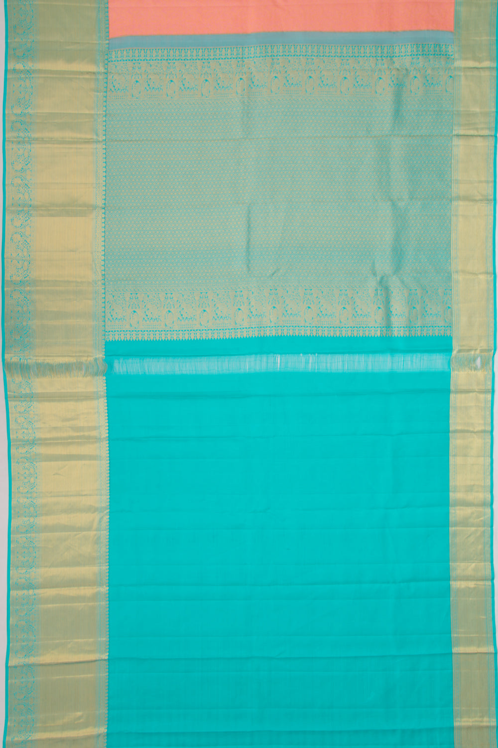 Kanchipuram Silk Brocade Peach Saree