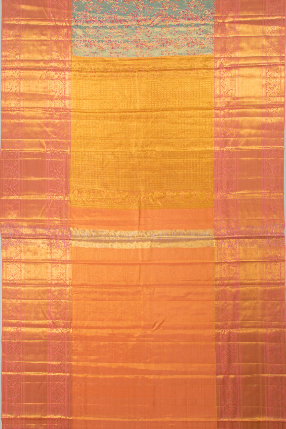 Kanchipuram Silk Tissue Brocade Sky Blue Saree