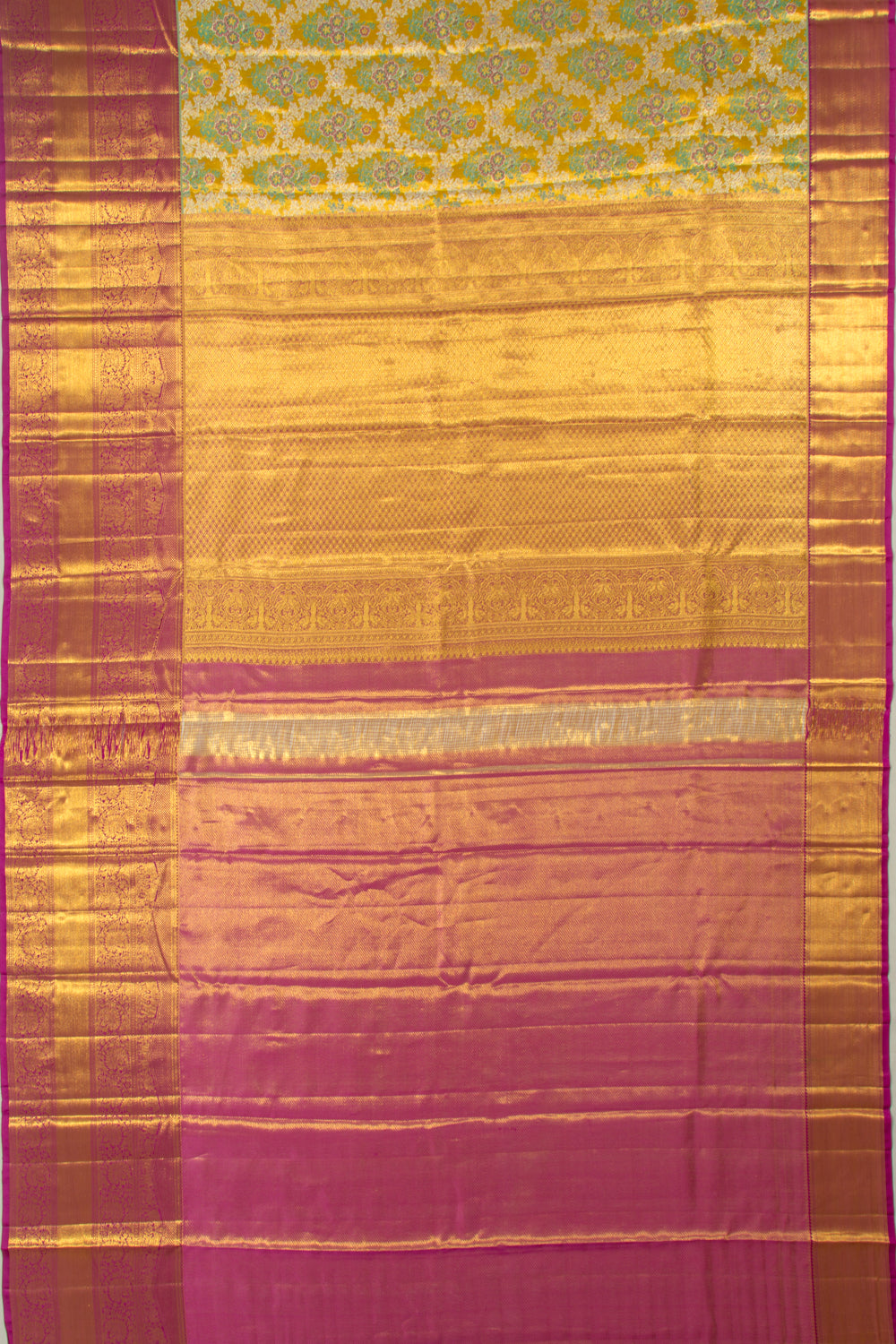 Kanchipuram Silk Tissue Brocade Gold Saree