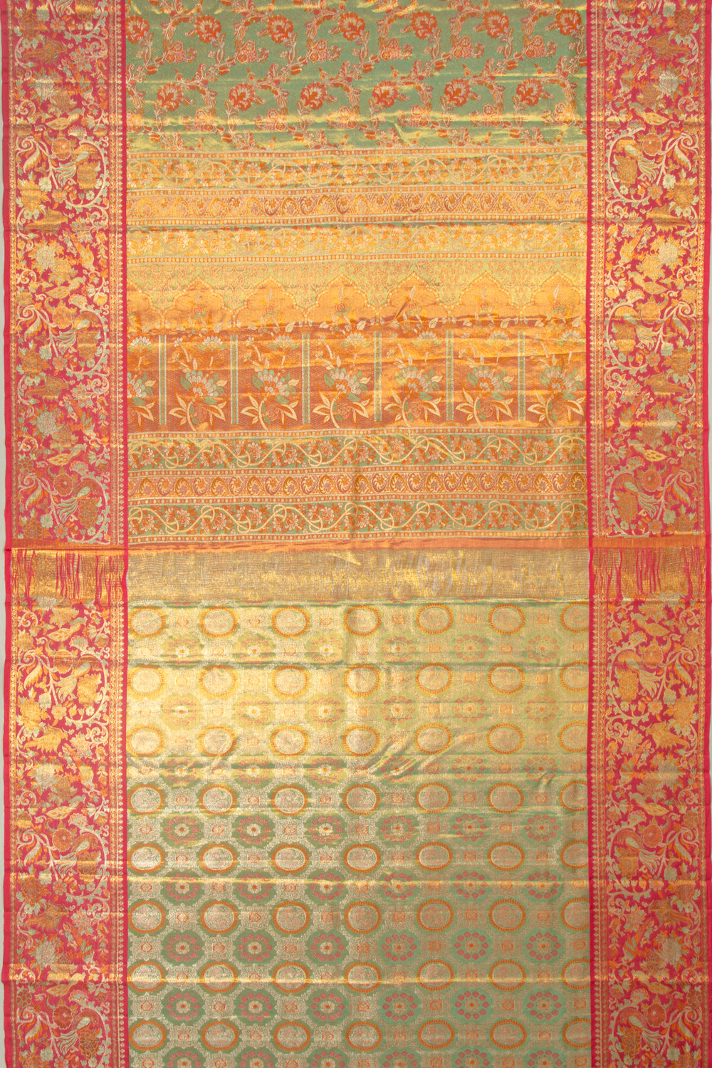 Kanchipuram Silk Tissue Brocade Green Saree