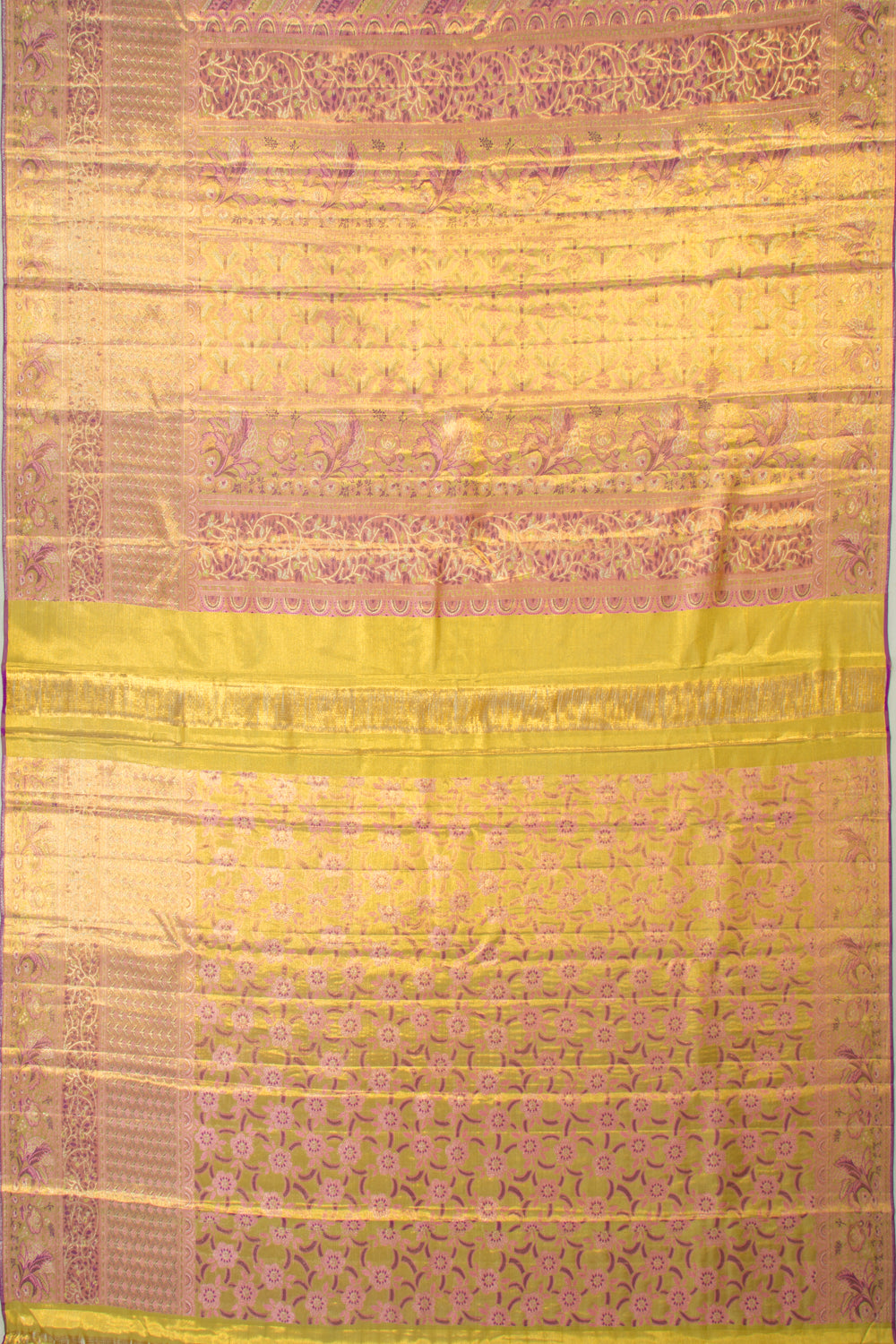 Kanchipuram Silk Tissue Brocade Multicolour Saree