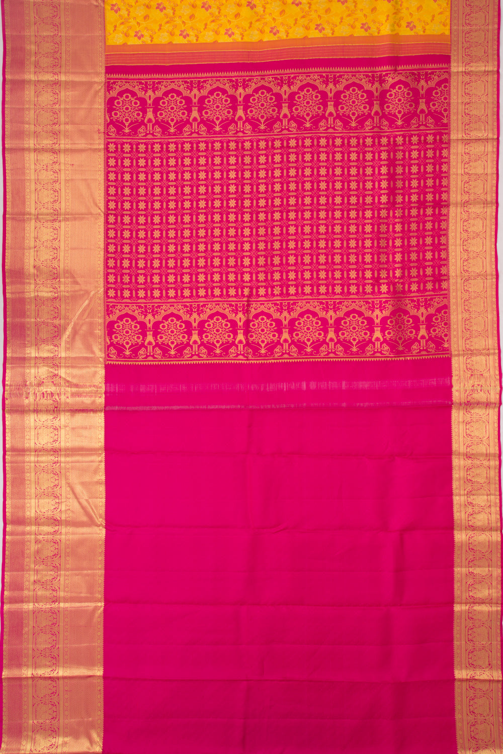 Taranga Kanchi Silk Brocade Yellow Saree
