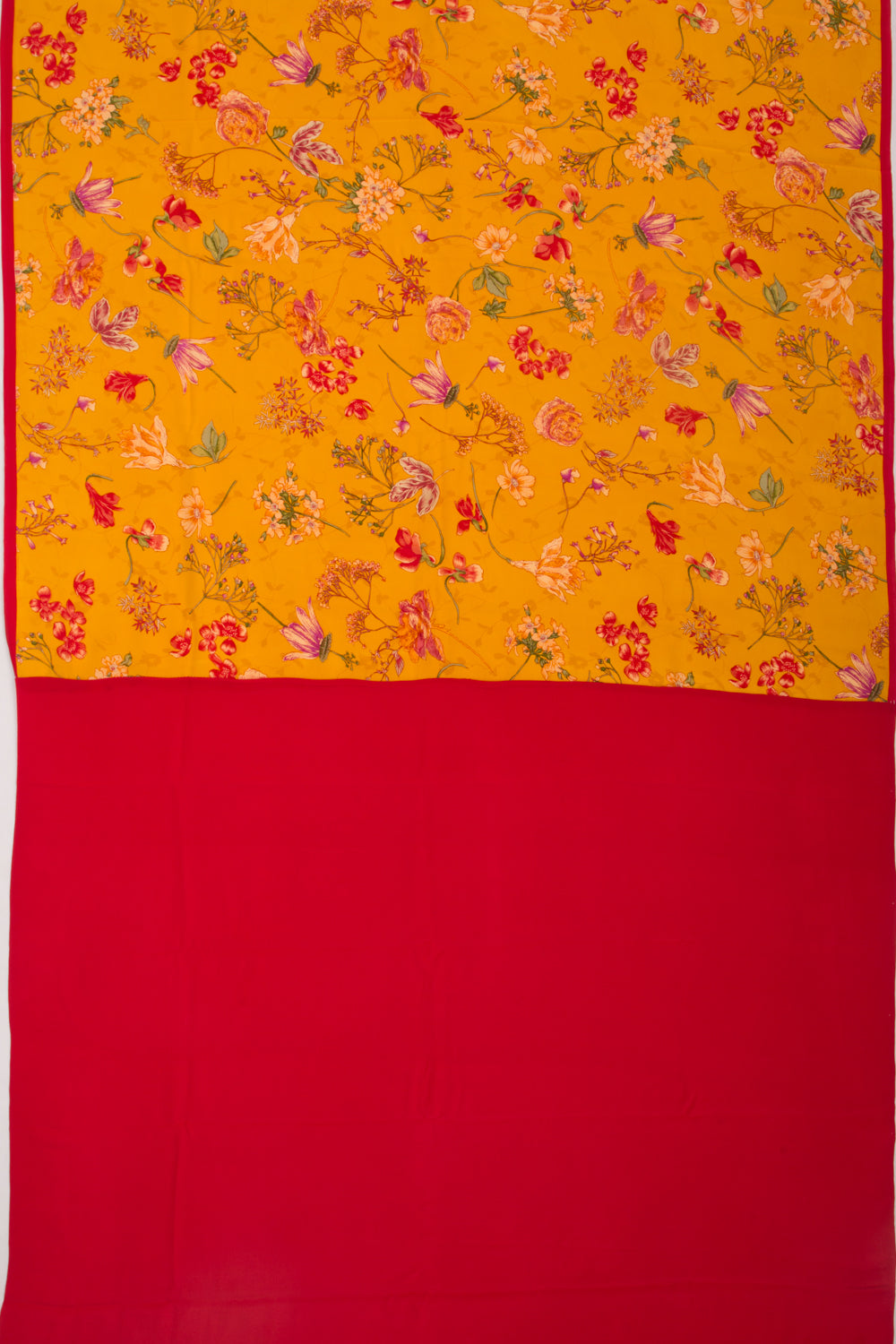 Crepe Floral Printed Yellow Saree