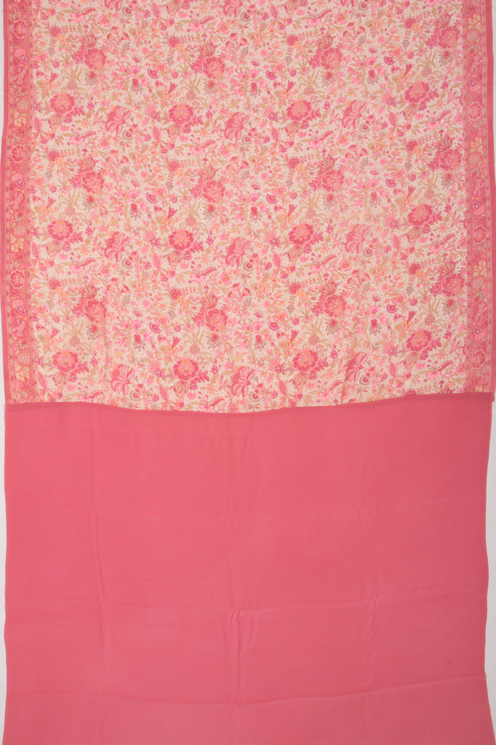 Crepe Floral Printed Cream Saree