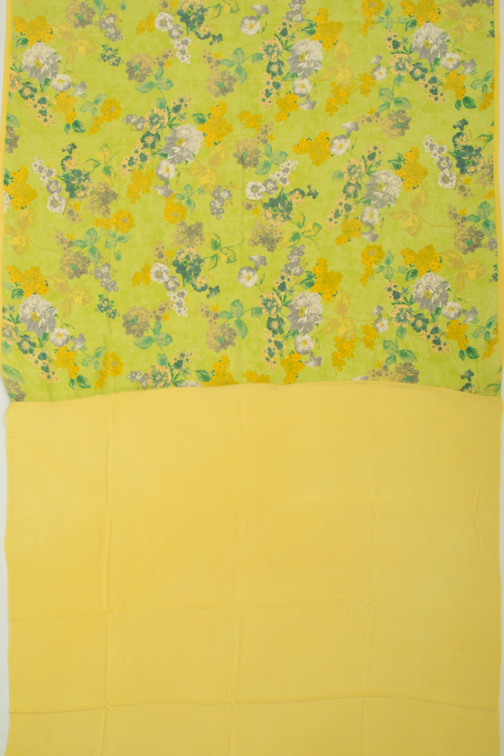 Crepe Floral Printed Green Saree
