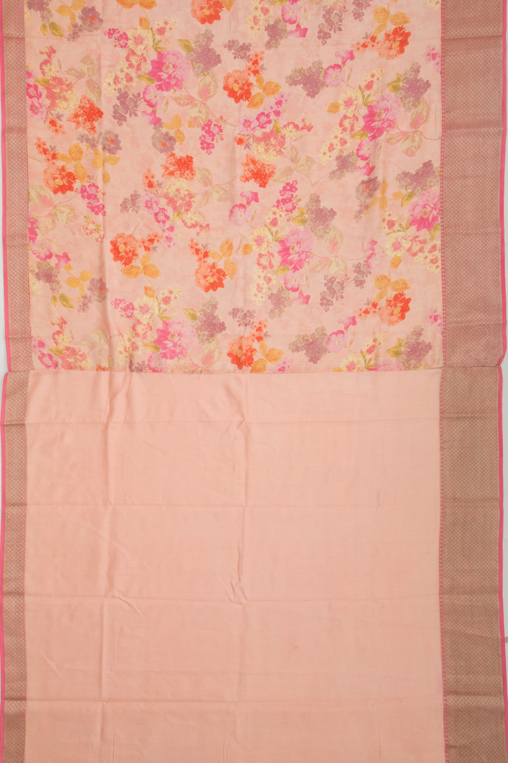 Soft Silk Floral Printed Pastel Orange Saree
