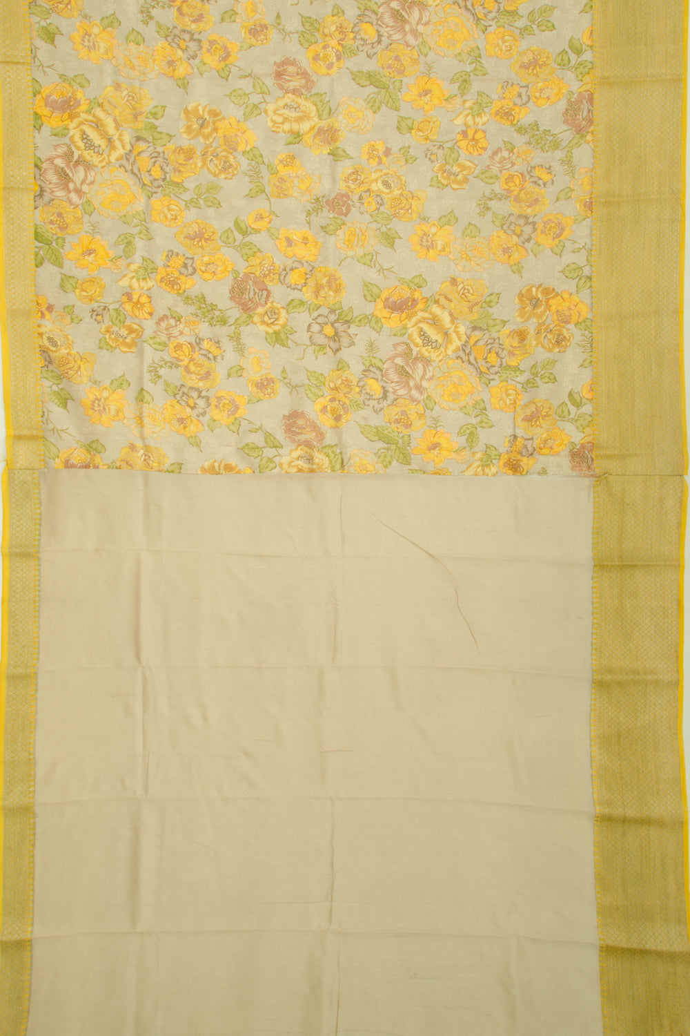 Munga Tussar Floral Printed Grey Saree