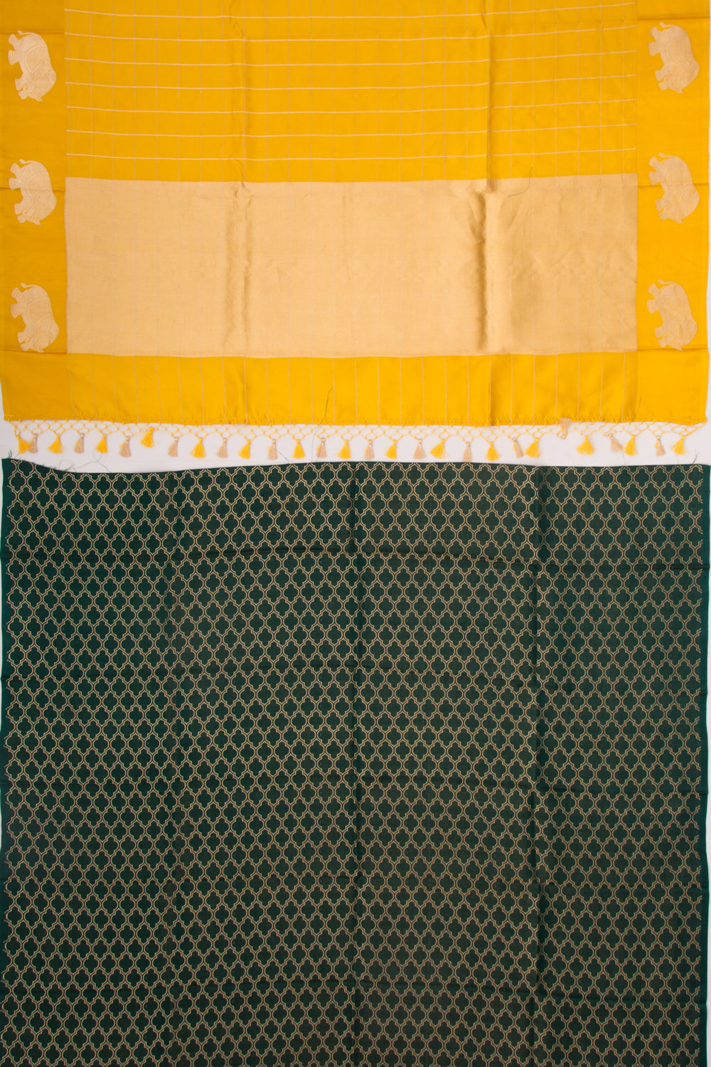 Banarasi Silk Katan Checks Yellow Saree