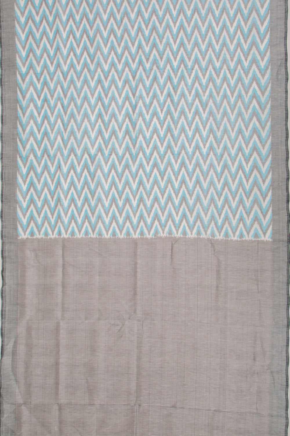 Linen Ikat Sky Blue Saree