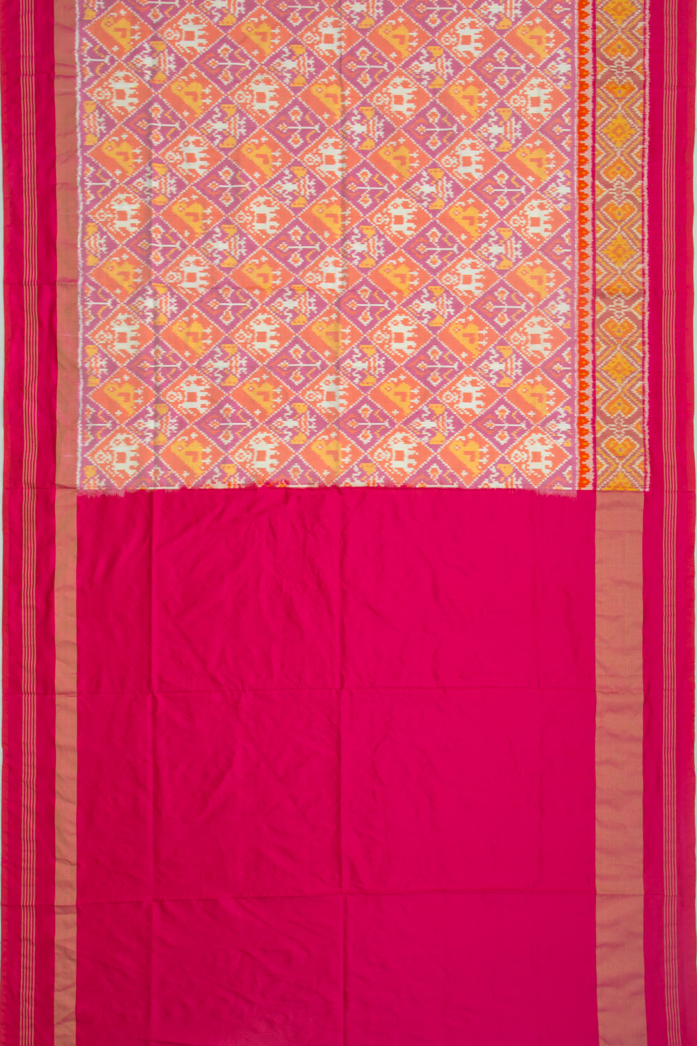 Pochampally Silk Ikat Orange And Violet Saree