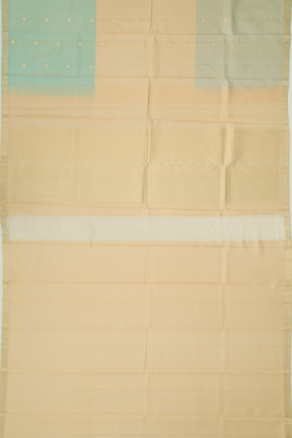 Coimbatore Soft Silk Half And Half Butta Cream And Blue Saree
