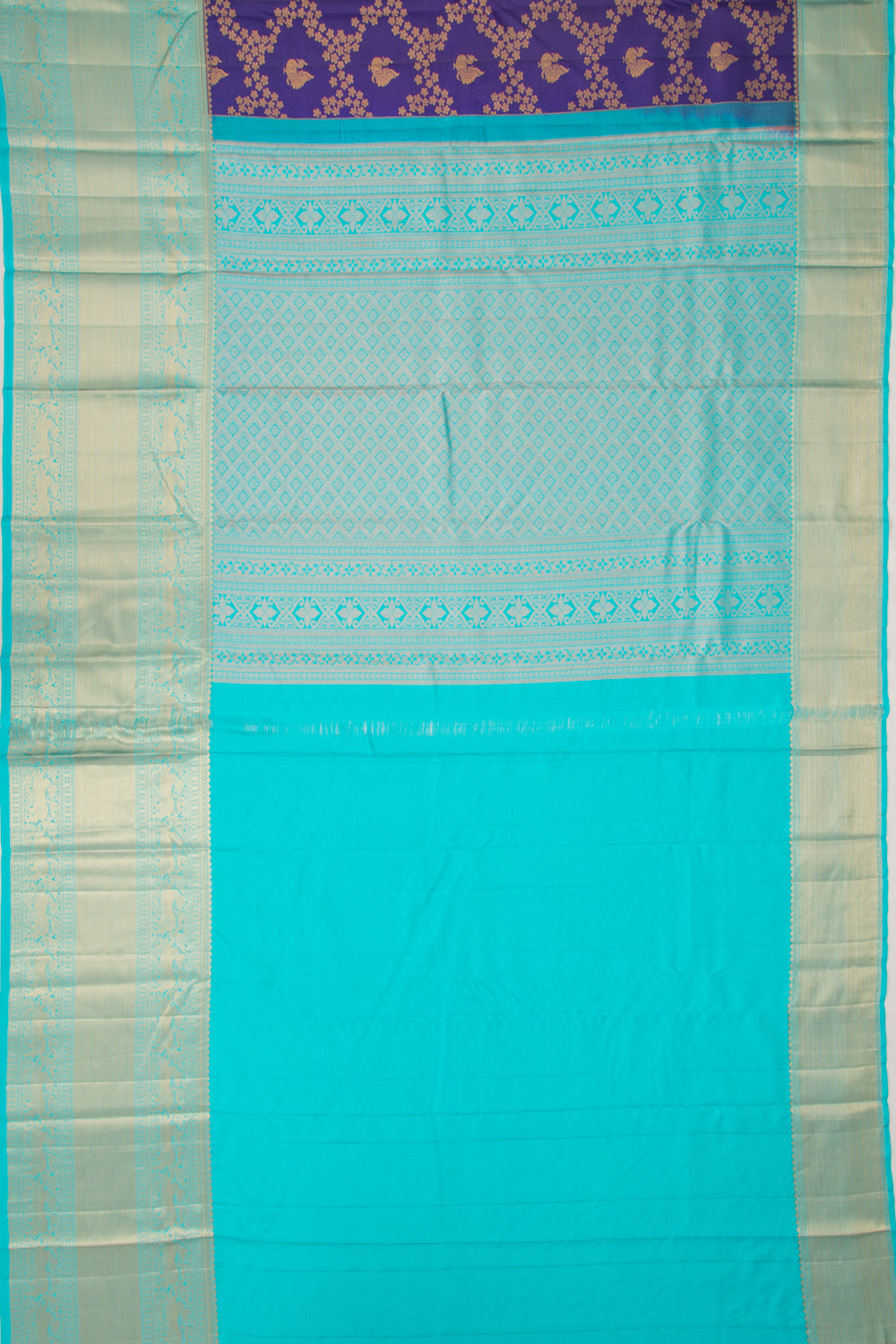 Taranga Kanchi Silk Jaal And Butta Dark Blue Saree